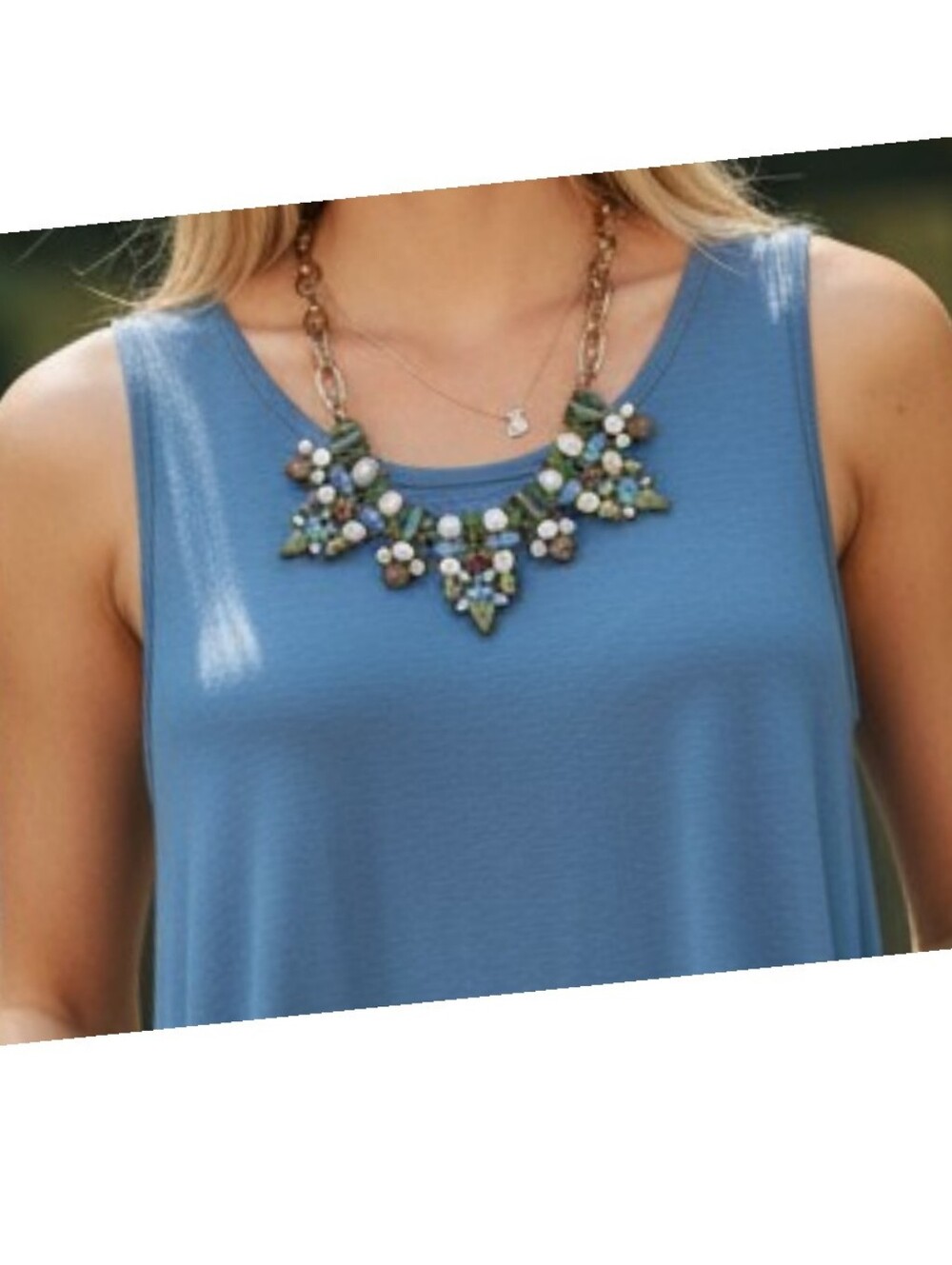 Statement Green Multi-Stone Bib Necklace - Women Jewelry